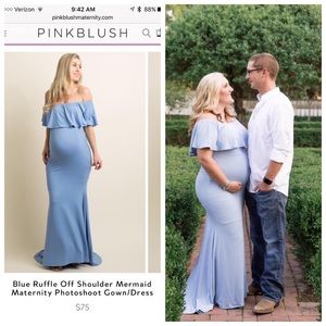 Pink Blush Off Shoulder maternity gown
